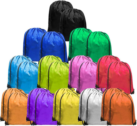48-Pack Drawstring Backpack Nylon Backpack Lightweight Draw String Sports Bags in Bulk Gym Cinch Sack Heavy-Duty Plain Goodie Bags for Soccer, Track Team, Blessing Bags for Homeless