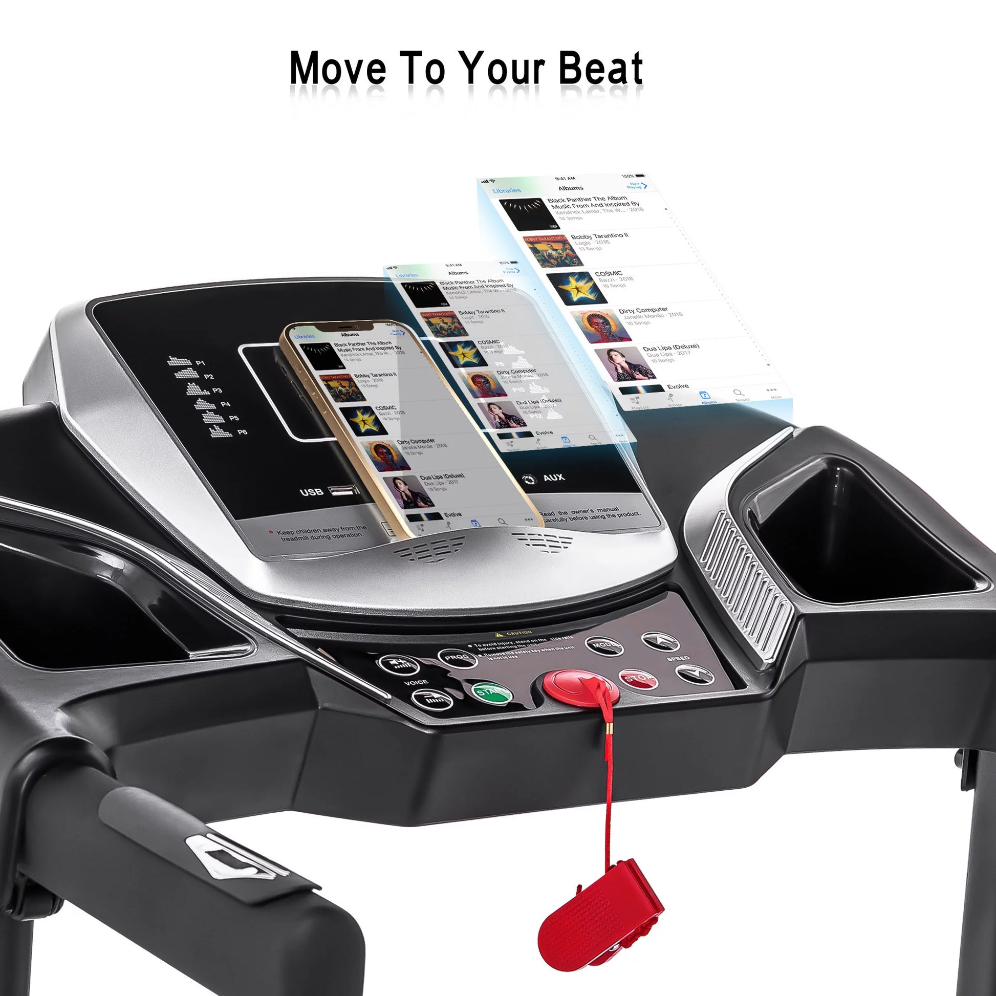 Folding Treadmill Can Hold 240Lbs Electric Treadmill 1.5HP Jogger with 3 Levels of Incline 12 Preset Programs