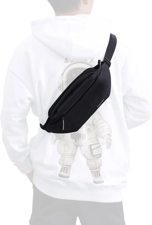 Sports Fanny Packs for Men Waterproof Crossbody Waist Man Bag Unisex Black